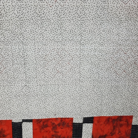 Handmade Geometric Patchwork Quilt Lap Blanket Orange Red Black White Size 45" - Picture 9 of 9